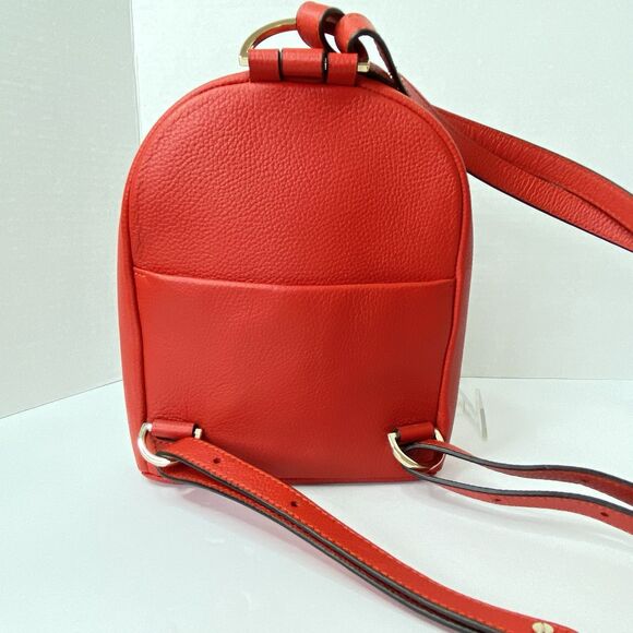 Henri Bendel New York Influencer Mini Convertible Backpack Poinsettia Red Coral - Picture 8 of 16